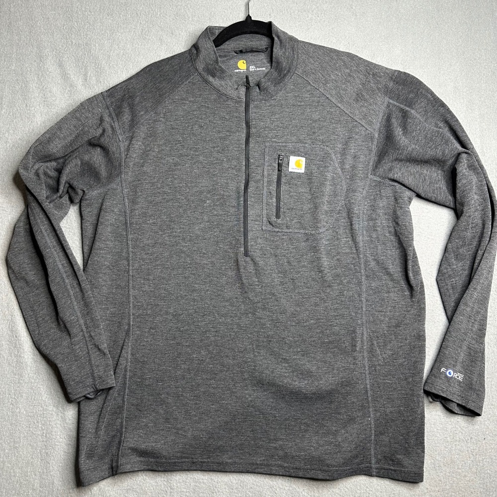 Carhartt Force Quarter Zip Pullover Mens 2XL Charcoal Gray Wool Blend MBL120 BLK - Picture 6 of 8